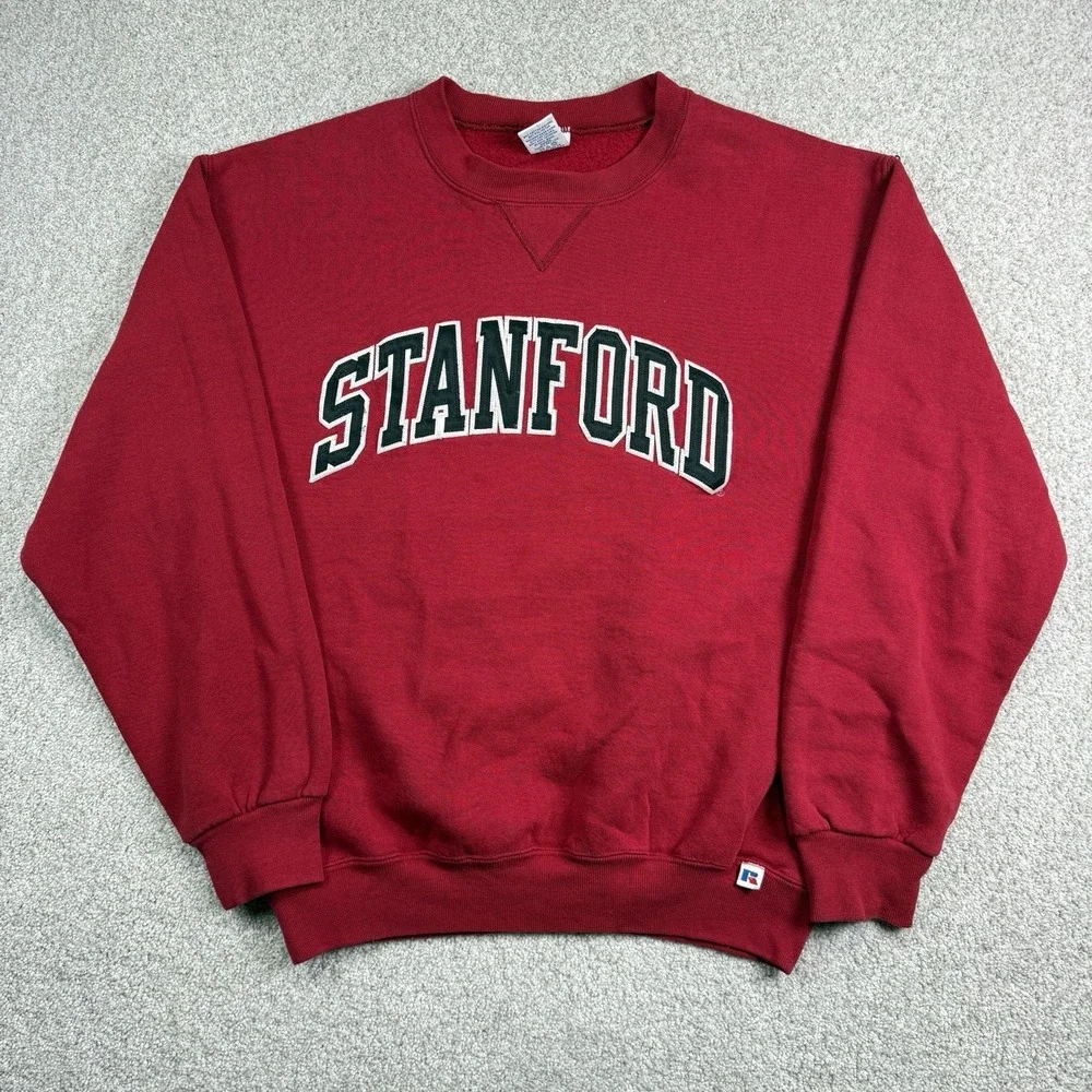 VINTAGE Stanford Cardinal Sweatshirt Mens Med Russell Athletic Crewneck Sewn 90s